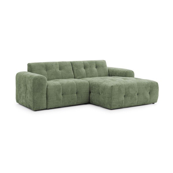 Žalios spalvos kampinė sofa (su dešiniuoju kampu/su gultu) Melva – Ropez