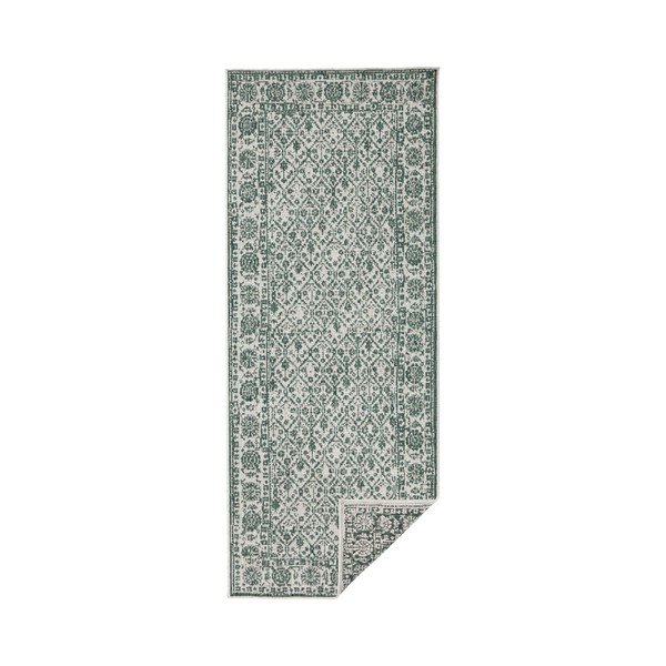 Pilkos ir žalios spalvos raštuotas dvipusis kilimas Bougari Curacao, 80 x 250 cm-image-1