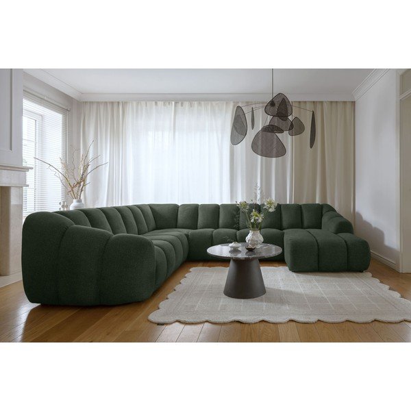 Tamsiai žalios spalvos kampinė sofa (su kairiuoju kampu/„U“ formos) Shell – Miuform-image-1