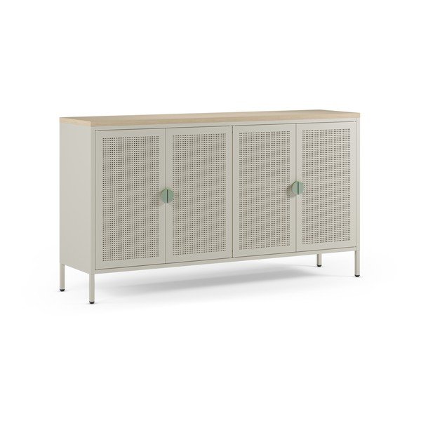 Kreminės spalvos/natūralios spalvos iš metalo spintelė 160x90x40 cm Sayla – Marckeric-image-4