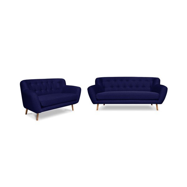 2 mėlynos spalvos sofos dviems ir trims asmenims Cosmopolitan design London