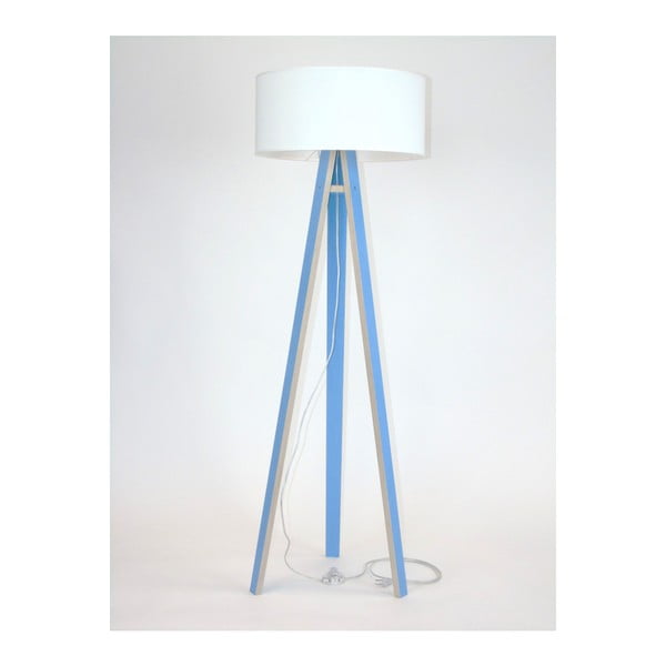 Mėlynas grindų šviestuvas su baltu atspalviu ir skaidriu kabeliu "Ragaba Wanda