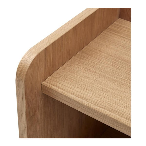 Natūralios spalvos ąžuolo dekoro naktinis staliukas su lentynomis Wrap - Bonami Selection-image-4