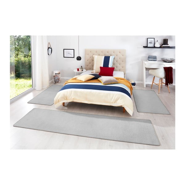 3 pilkų kilimėlių prie lovos rinkinys Hanse Home Fancy-image-3