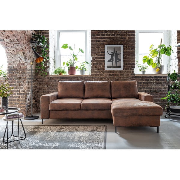 Ruda sofa-lova iš dirbtinės odos Miuform Lofty Lilly Vintage, dešinysis kampas-image-1