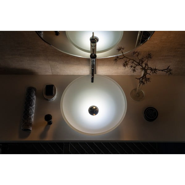 Iš stiklo apvalios formos praustuvas baltos spalvos ø 42 cm Telica – Sapho-image-1