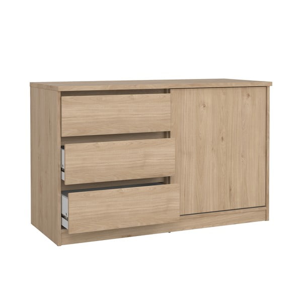 Natūralios spalvos šoninė spintelė iš ąžuolo su stumdomomis durimis 119x76x50 cm Naia – Tvilum-image-4