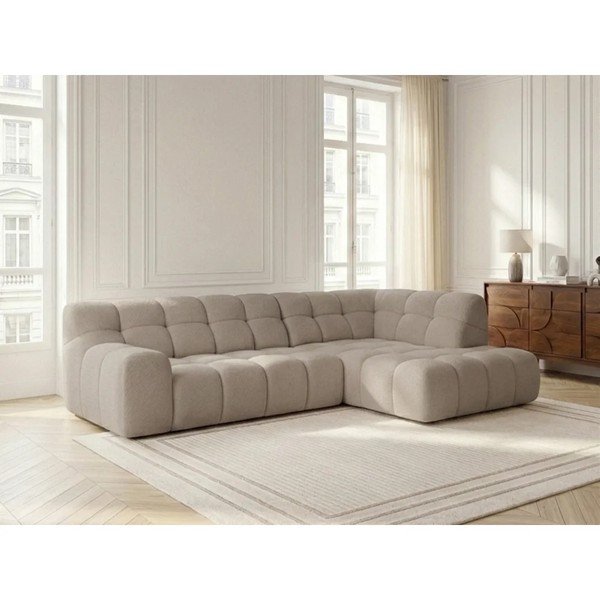 Smėlio spalvos sulankstoma/ar elektrisko sēdekļa regulēšanu kampinė sofa (su dešiniuoju kampu/„L“ formos) Andre – Bobochic Paris-image-2