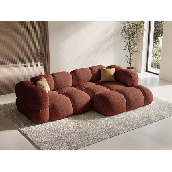 Raudonos plytų spalvos kampinė sofa (su dešiniuoju kampu/su gultu) Loretto – Cosmopolitan Design-image-1