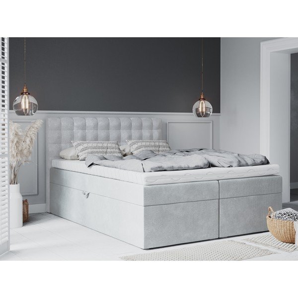 Šviesiai pilka dvigulė lova Mazzini Beds Jade, 160 x 200 cm-image-4