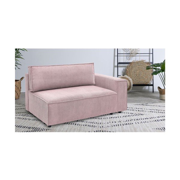 Modulinė sofa šviesiai rožinės spalvos iš kordinio velveto (su dešiniuoju kampu) Nihad modular – Bobochic Paris-image-1