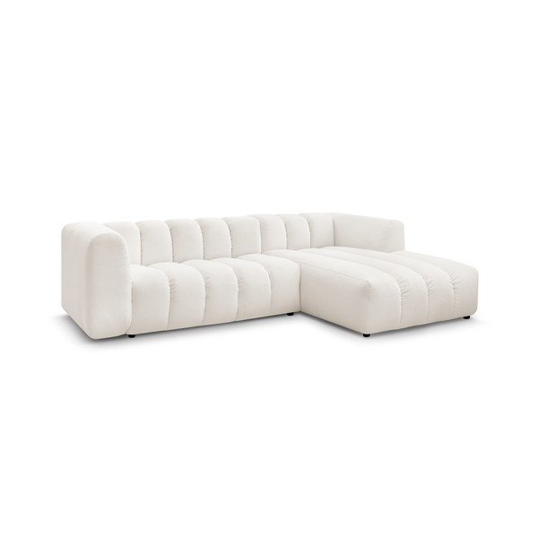 Baltos spalvos kampinė sofa (su dešiniuoju kampu/su gultu) Talia – Bobochic Paris-image-3