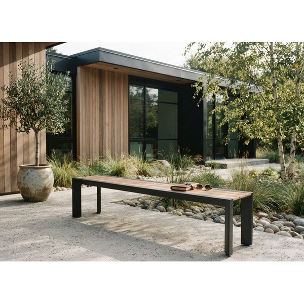 Metalinis sodo suoliukas tamsiai pilkos spalvos/rudos spalvos Silea – Garden Pleasure-image-1