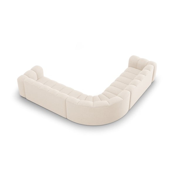 Kreminės spalvos iš šenilinio audinio modulinė kampinė sofa Lupine – Micadoni -image-3