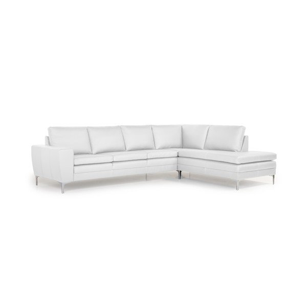 Balta odinė kampinė sofa Scandic Twigo, dešinysis kampas-image-2