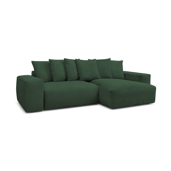 Žalios spalvos iš kordinio velveto sulankstoma/su sandėliavimo vieta kampinė sofa Voltaire – Bobochic Paris-image-3