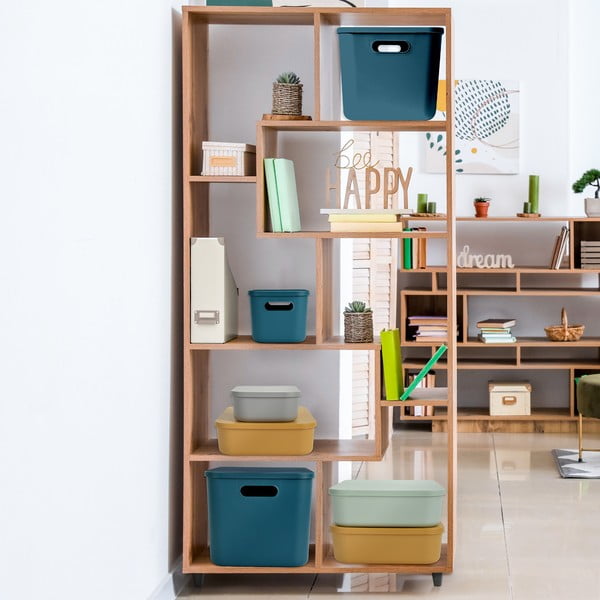 Iš plastiko daiktadėžė pilkos spalvos su dangčiu 35,5x25,5x23 cm – Homéa-image-1