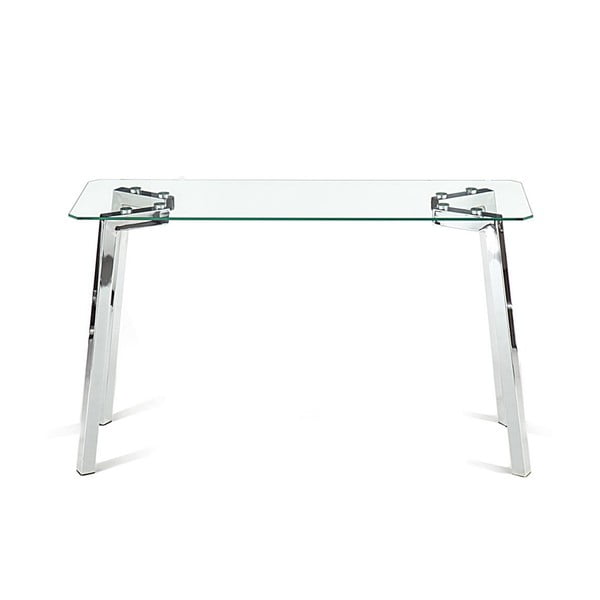 Konsolinis staliukas sidabrinės spalvos su stikliniu stalviršiu 40x125 cm Kirk – Tomasucci