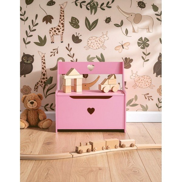 Rožinės spalvos vaikiška komoda su suoliuku 60x62x34 cm Pink Heart – Premier Housewares-image-1