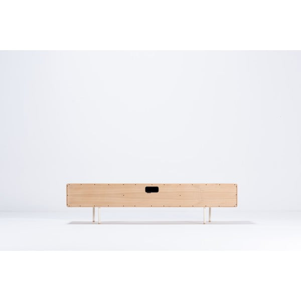 Iš ąžuolo masyvo TV spintelė baltos spalvos/natūralios spalvos 200x48 cm Fina – Gazzda-image-3