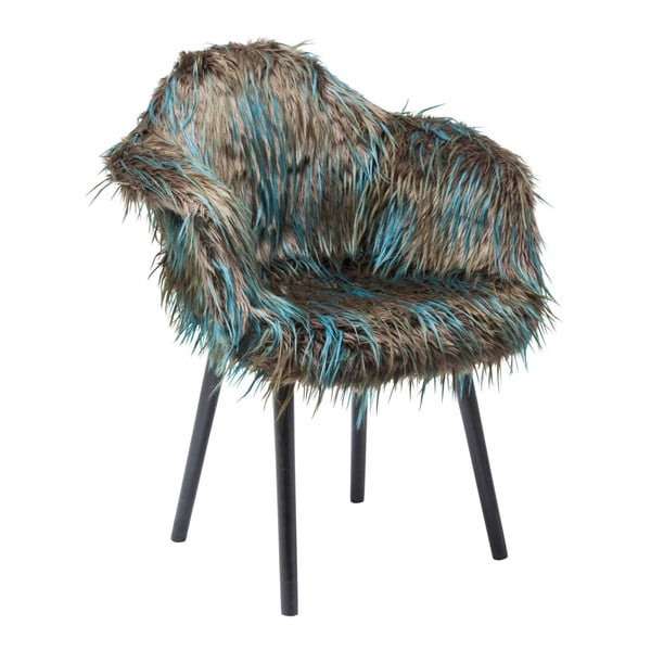 Rudai mėlyna valgomojo kėdė su dirbtinio kailio apmušalais "Kare Design Yeti
