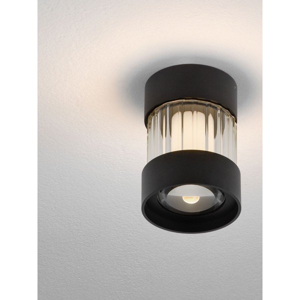 Matinės juodos spalvos iš aliuminio lubinis šviestuvas LED su pritemdymo funkcija su stiklo gaubtu Glovia – Nova Luce-image-2