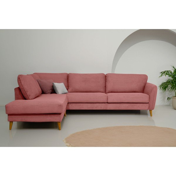 Iš kordinio velveto kampinė sofa rožinės spalvos (su kairiuoju kampu) Paris – Scandic-image-1