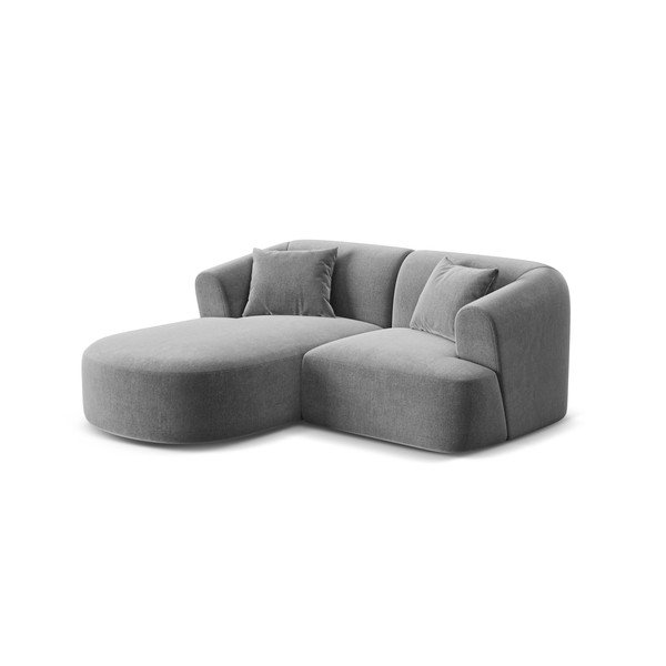 Šviesiai pilkos spalvos kampinė sofa iš velveto (su kairiuoju kampu/su gultu) Campi – Cosmopolitan Design-image-2