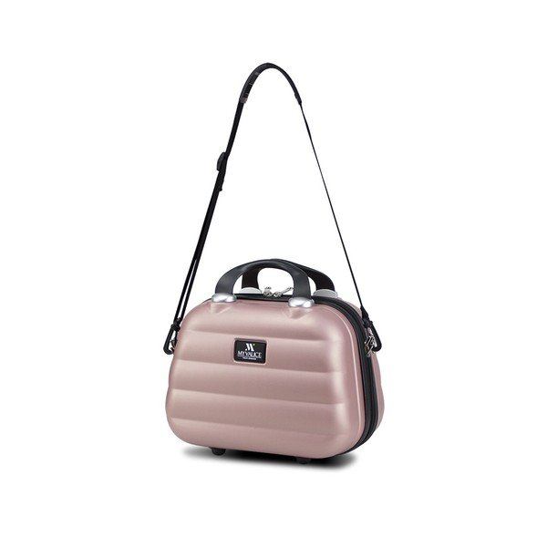 Rožinio kelioninio lagamino rinkinys ant ratukų su USB jungtimi ir lagaminu My Valice RESSNO MU & M-image-4