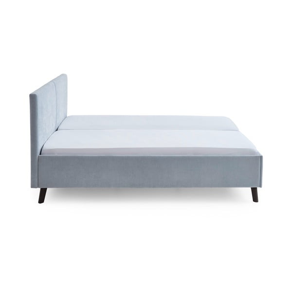 Šviesiai mėlynos spalvos dvigulė lova audiniu dengta su lovos grotelėmis 180x200 cm Piano – Meise Möbel-image-3