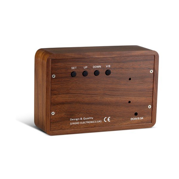 Tamsiai rudas žadintuvas su žaliu LED ekranu Gingko Brick Click Clock-image-4