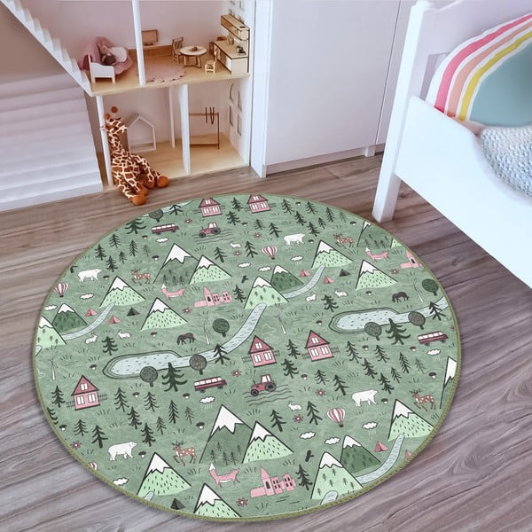 Vaikiškas kilimas žalios spalvos ø 80 cm Comfort – Mila Home-image-3