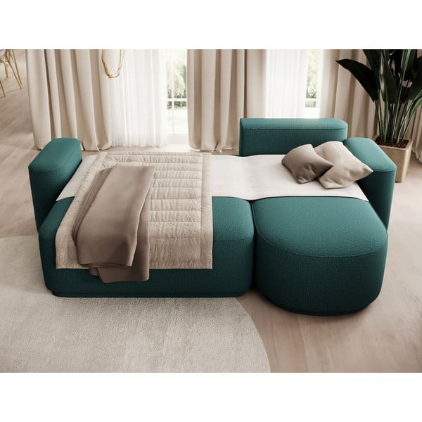 Žalios spalvos iš šenilinio audinio sulankstoma/su sandėliavimo vieta kampinė sofa (su dešiniuoju kampu/su gultu) Aurumm – ELTAP-image-4