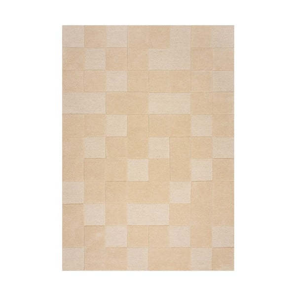 Smėlio spalvos vilnonis kilimas 290x200 cm Checkerboard - Flair Rugs