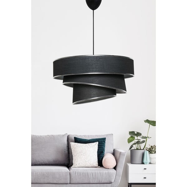 Kabantis šviestuvas juodos spalvos/sidabrinės spalvos ø 40 cm su tekstiliniu gaubtu Couper – Opviq lights-image-1