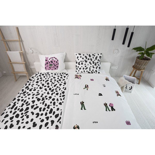 Medvilninio satino viengulės lovos patalynė 140x200 cm Cats Love Hot Coffee - Butter Kings-image-1