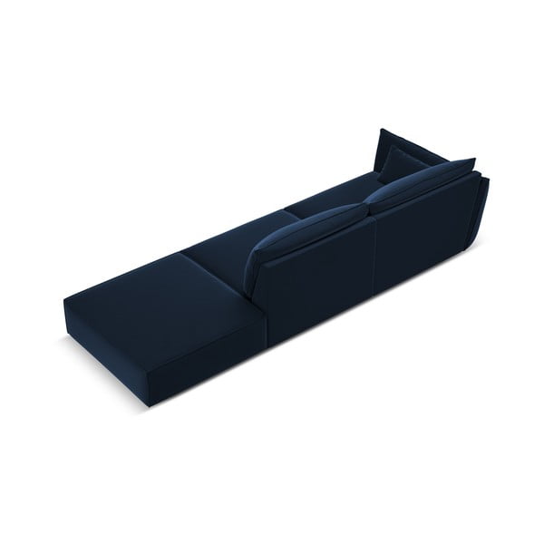 Tamsiai mėlynos spalvos iš velveto sofa su kairiuoju kampu 264 cm Vanda – Mazzini Sofas-image-3