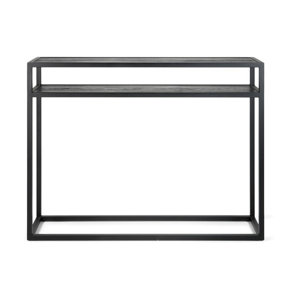 Konsolinis staliukas juodos spalvos su ąžuolo masyvo stalviršiu 30x120 cm Daniël – Spinder Design