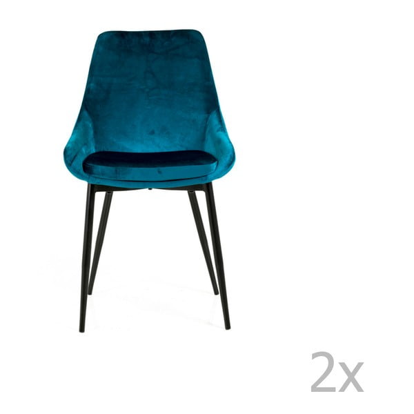 2 benzininės mėlynos spalvos valgomojo kėdžių su aksomo apmušalais rinkinys "Tenzo Lex