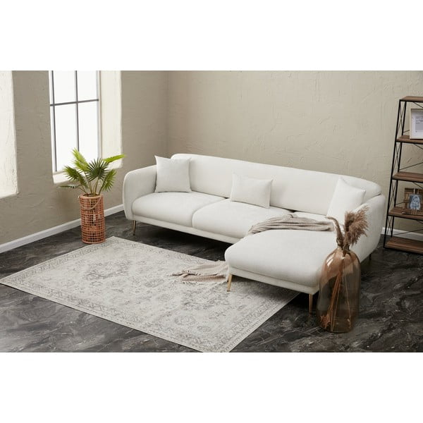 Baltos spalvos kampinė sofa (su dešiniuoju kampu/su gultu) Simena – Balcab Home-image-4