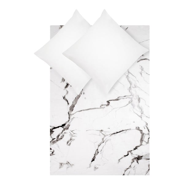 Baltai juoda patalynė dvigulei lovai iš medvilnės Westwing Collection Malin, 200 x 200 cm