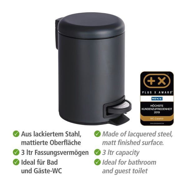 Juoda šiukšliadėžė Wenko Leman, 3 l-image-3