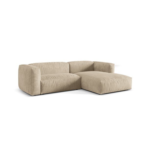 Smėlio spalvos iš velveto modulinė kampinė sofa (su dešiniuoju kampu/su gultu) Martina – Micadoni -image-3