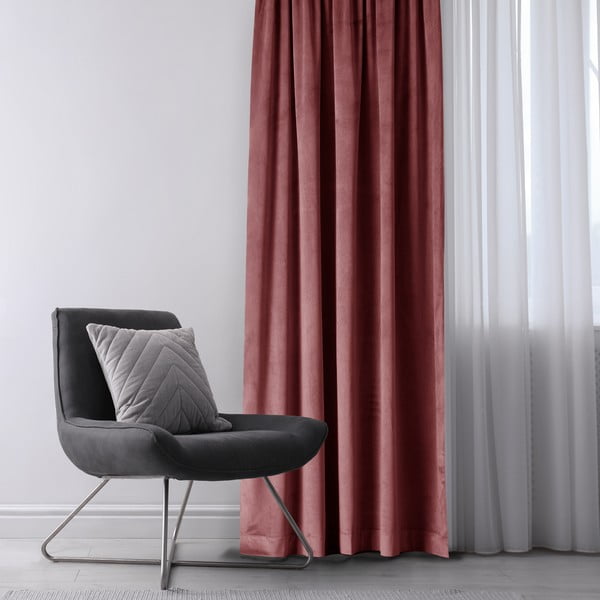 Rožinės spalvos iš velveto pritemdymas (dalinis užtemimas) užuolaida 140x270 cm Eyelets – Restilo-image-1