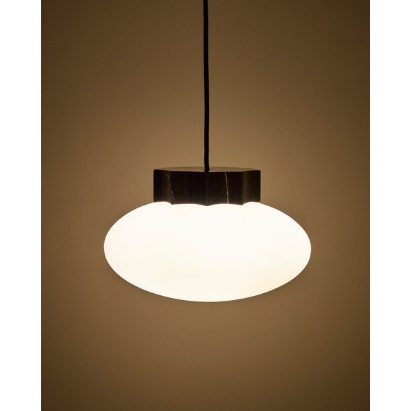 Baltos spalvos/juodos spalvos iš metalo kabantis šviestuvas ø 26 cm su stiklo gaubtu Idela – Kave Home-image-1