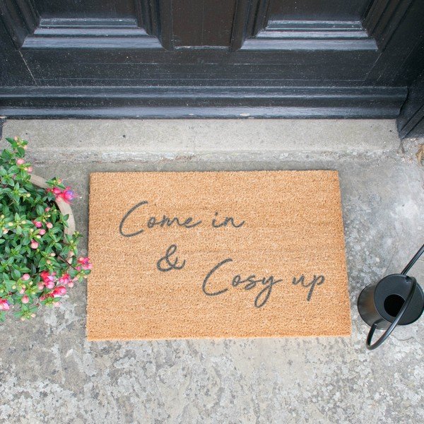 Pilkas natūralaus kokoso pluošto kilimėlis Artsy Doormats Come In & Cosy Up, 40 x 60 cm-image-1