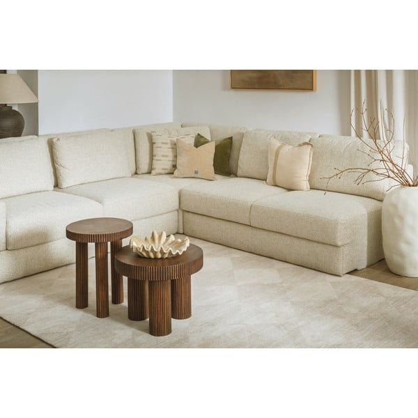 Smėlio spalvos iš vilnos kilimas 133x190 cm Agnus Checkered – Agnella-image-2