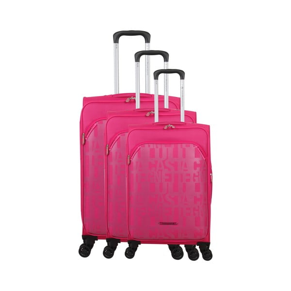 3 bagažo rinkinių rinkinys ant 4 ratukų, purpurinės spalvos, Lulucastagnette Bellatrice