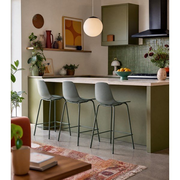 Khaki spalvos iš plastiko baro taburetė (sėdynės aukštis 67,5 cm) Whitby – Unique Furniture-image-1