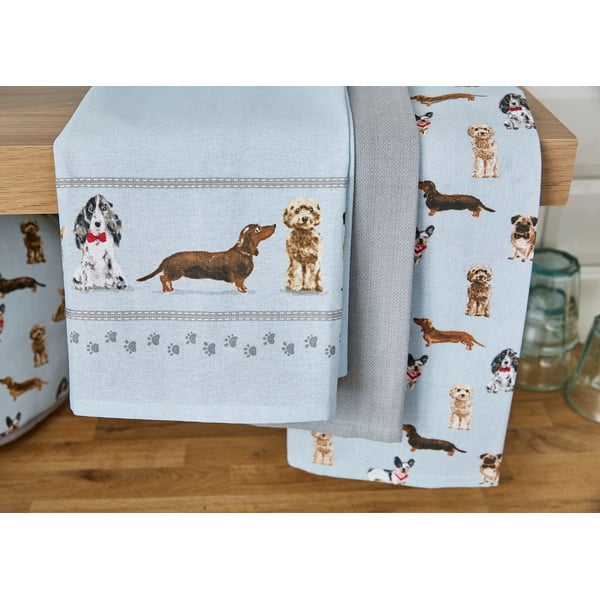 Iš medvilnės virtuvės rankšluosčiai 3 vnt. 45x65 cm Curious Dogs – Cooksmart ®-image-1